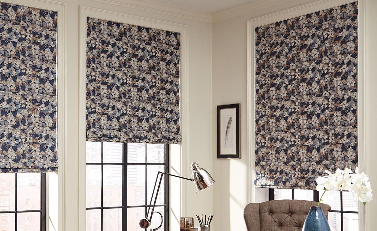 Custom flat roman shade reverse fold