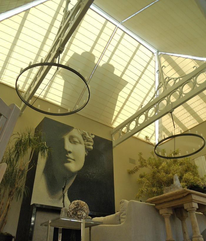 custom specialty arched angled windows roman shade