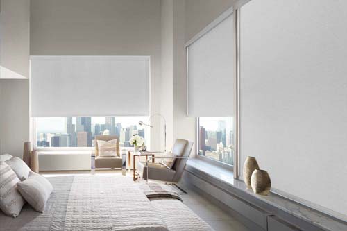 Designer Roller Shades - Modern Bedroom - Hunter Douglas Orange County OC