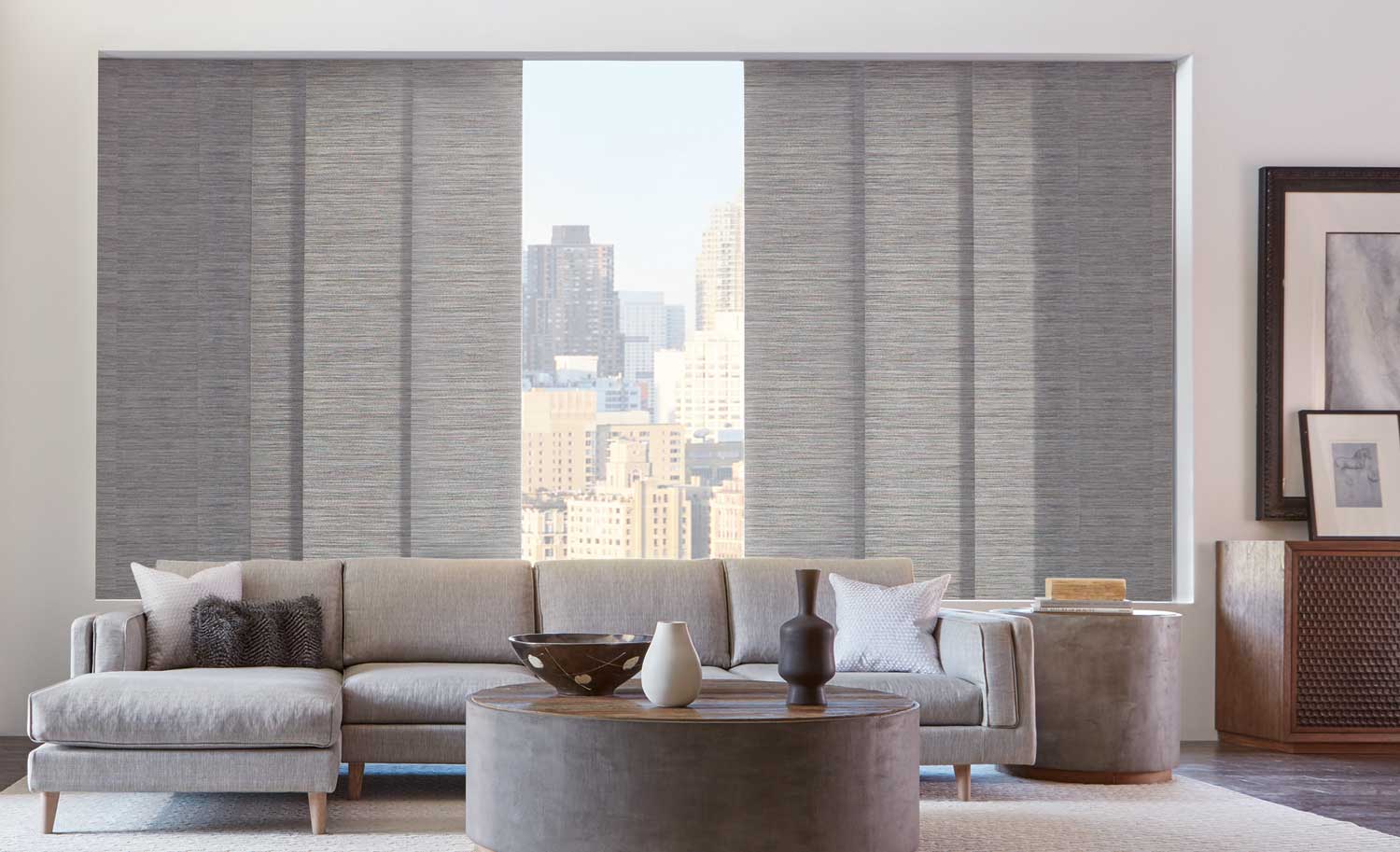 Designer Skyline® Gliding Window Panels - Modern Living Room - Hunter Douglas