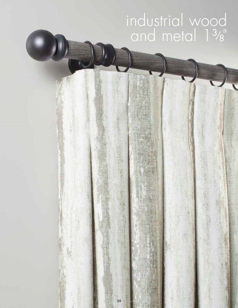 Drapery Hardware Trend Industrial Wood Metal Inverted Pleat Drapery in Mission Viejo