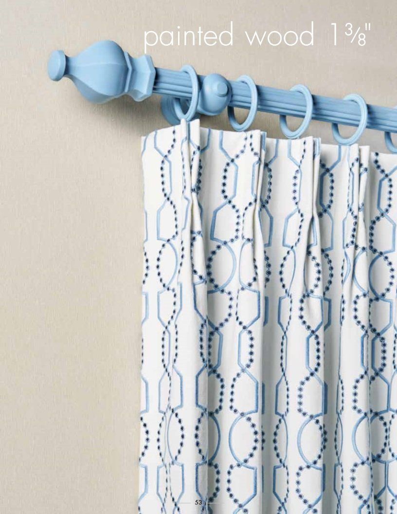 Drapery Hardware Trend Painted Wood French Pleat Drapery Blue White Modern in Costa Mesa