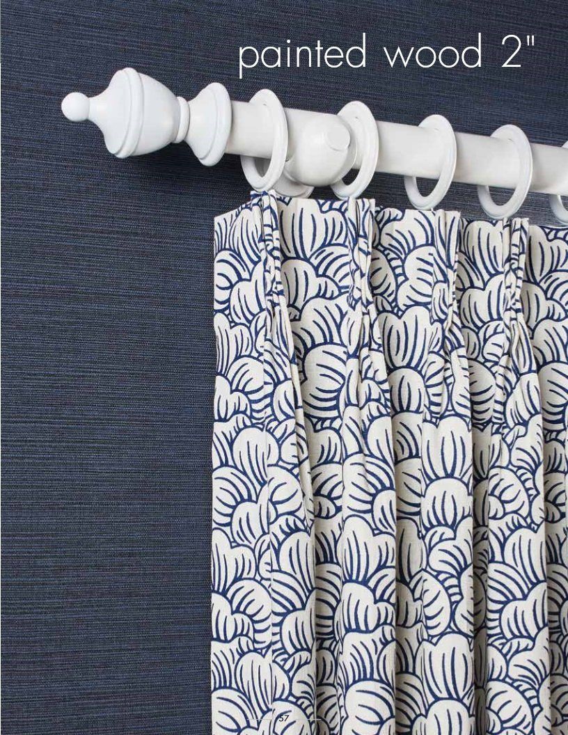 Drapery Hardware Trend Painted Wood French Pleat Drapery Blue White in Costa Mesa