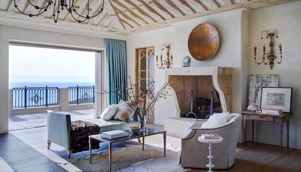 Motorized Drapery Curtain inverted pleat in eclectic living room Irvine