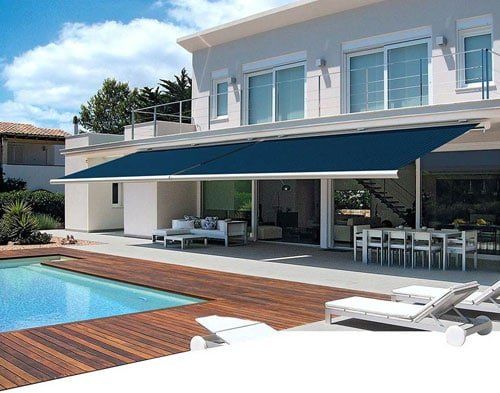 Durasol Awning Modern Pool View Outdoor Livingroom