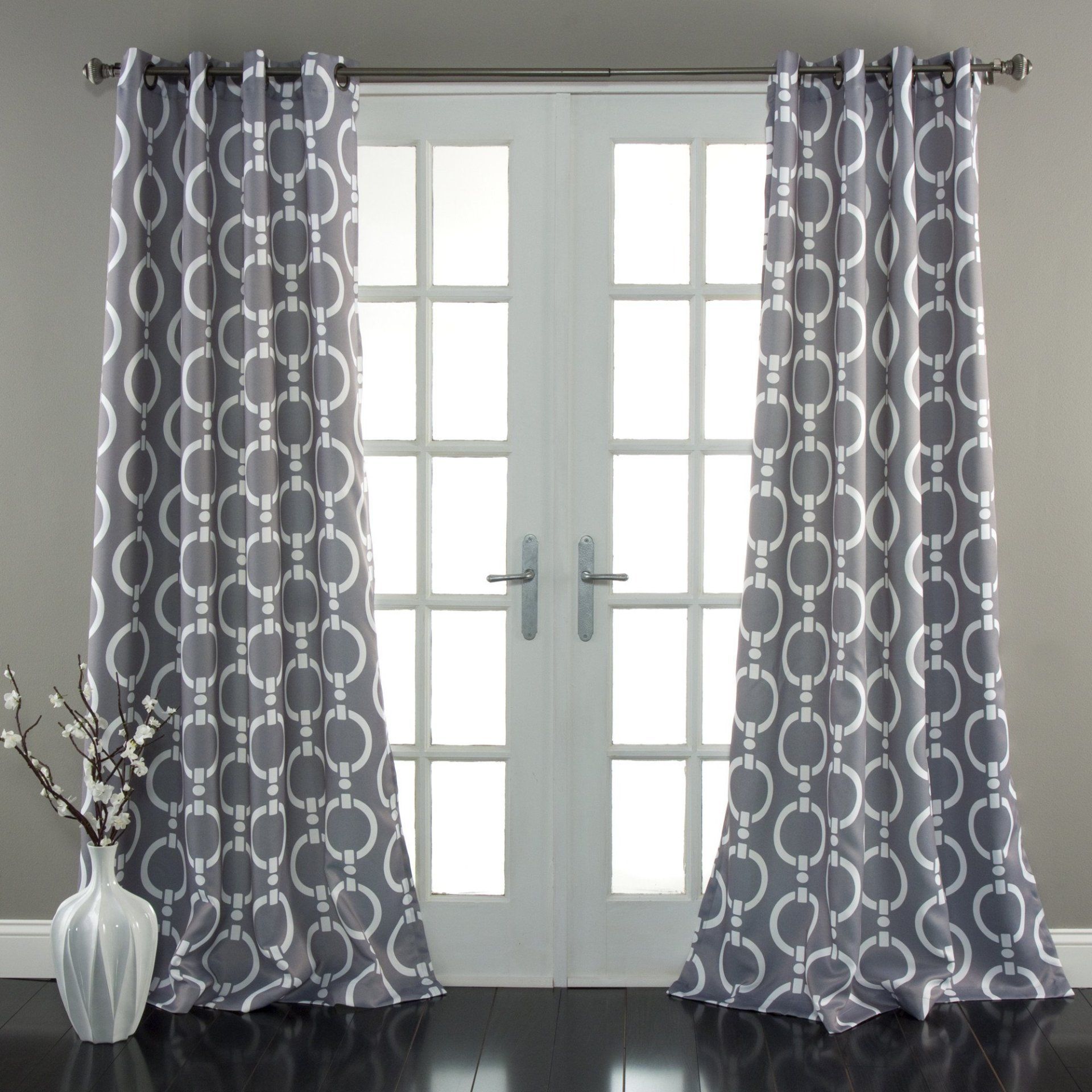 Grommet Pleat Drapery - Pattern Gray White in Costa Mesa