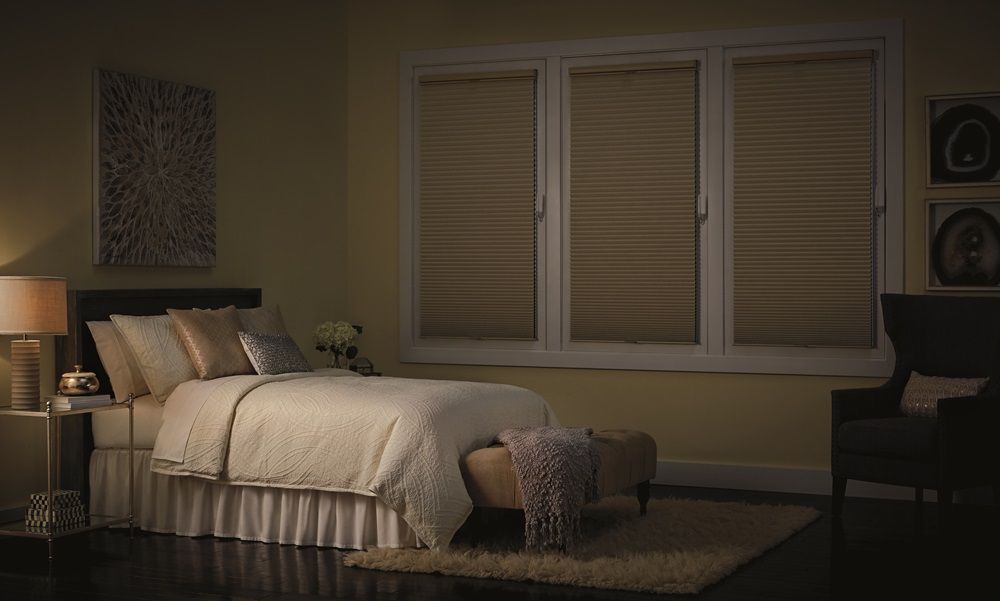 blackout honeycomb cellular shades in bedroom