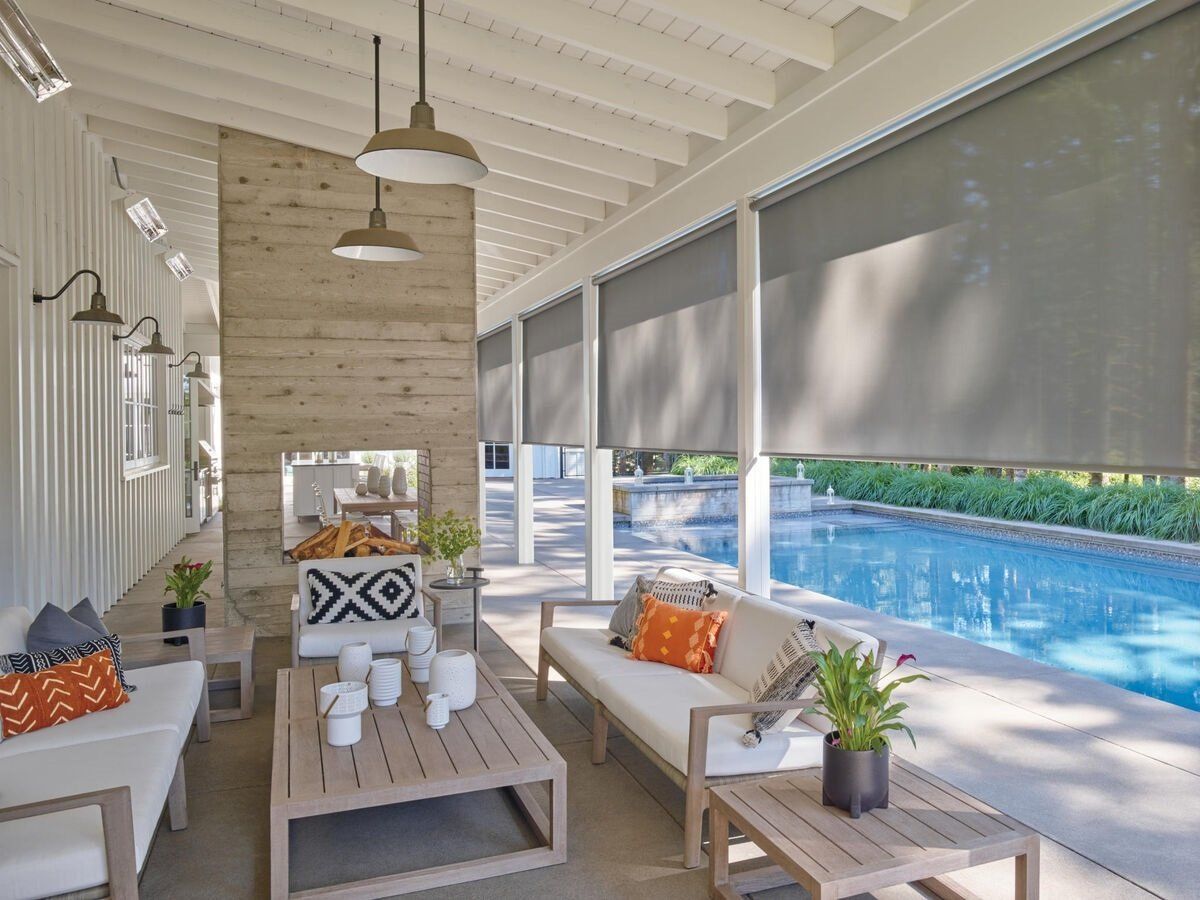 Durasol Awning Modern Pool View Outdoor Livingroom Irvine
