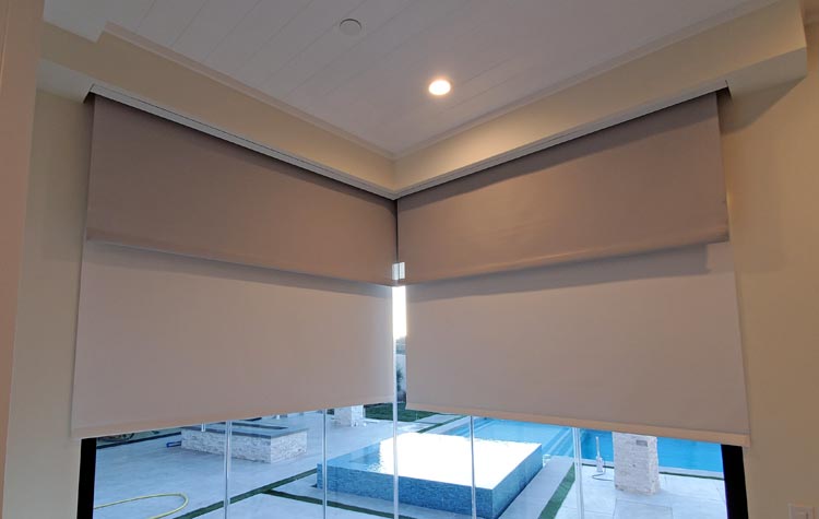 blackout roller shade in hallway