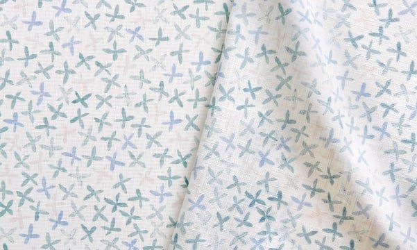 Hunter Douglas Design Studio Roller Shade - Floral Stamp Green/Blue Irvine