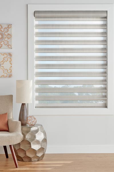 Hunter Douglas Pirouette Sheer Shades Contemporary living sitting room modern window treatment Palos Verdes, window covering Palos Verdes