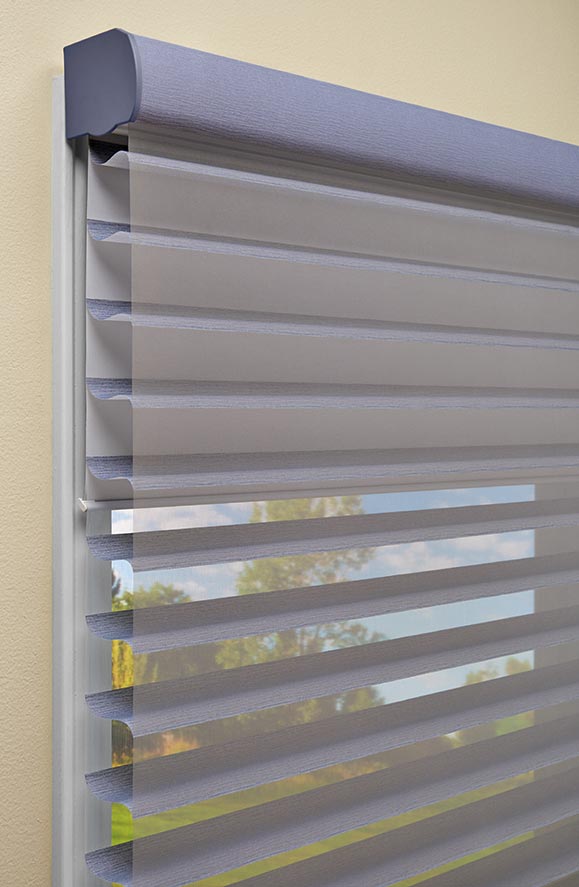 Silhouette Duolite Shades Open Vanes Roller Shades Up Irvine