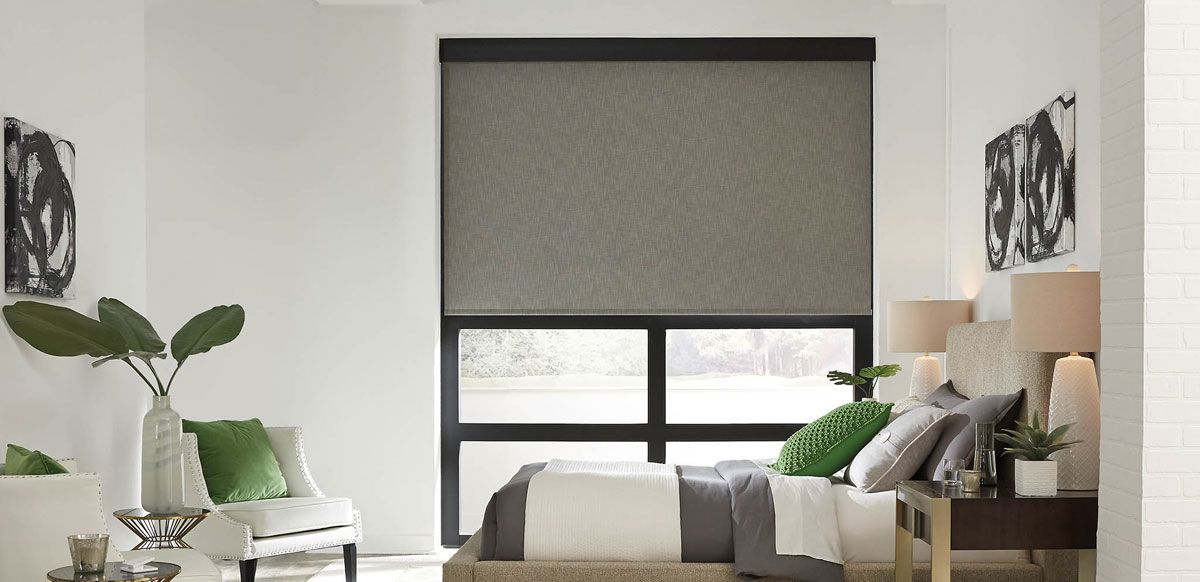 blackout roller shade in bedroom