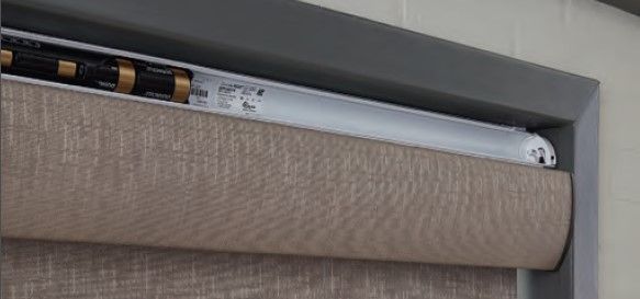 Lutron Sivoia QS Triathlon Battery Powered Roller Shades, easy headrail access to change batteries.