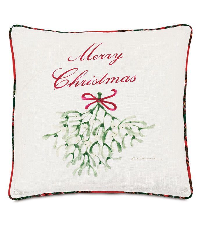 Custom Merry Christmas Mistletoe decorative pillow