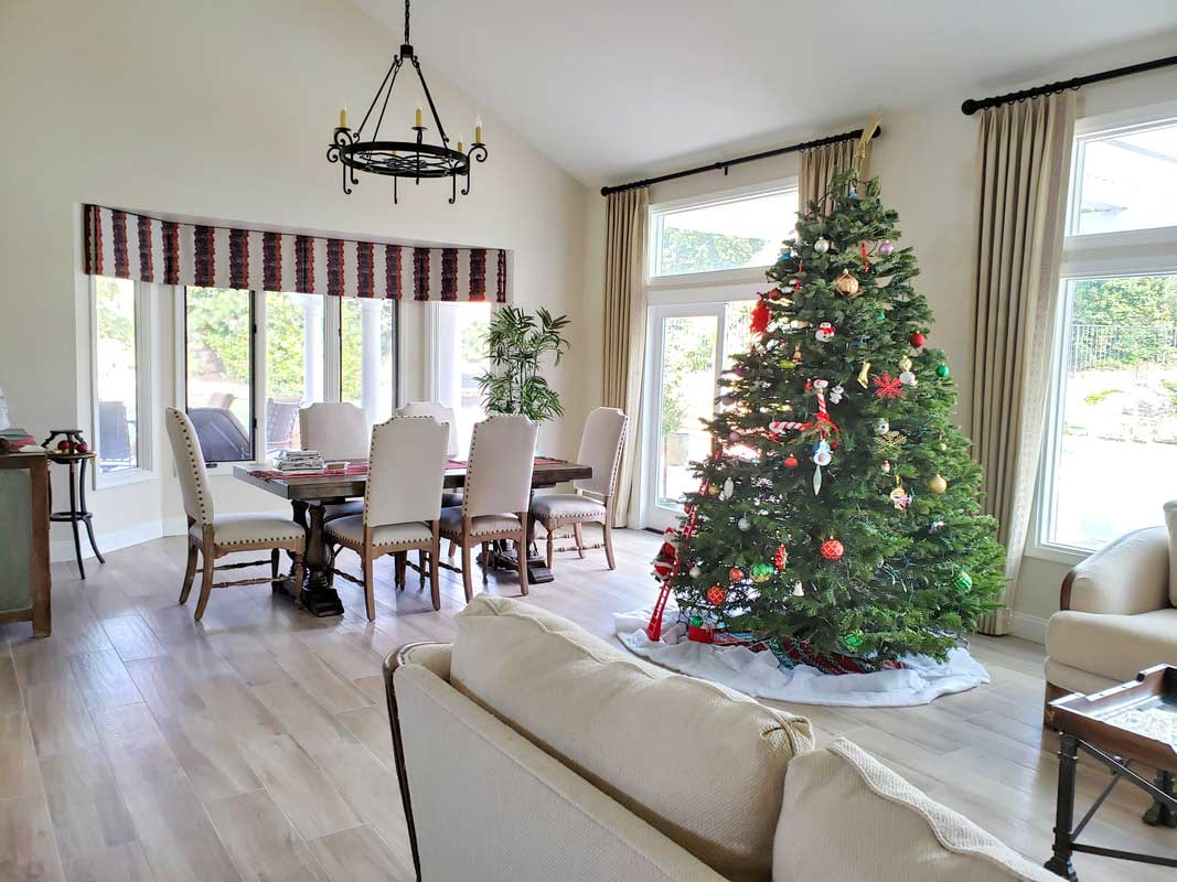 Stationary Panel Drapery Traditional Living Room