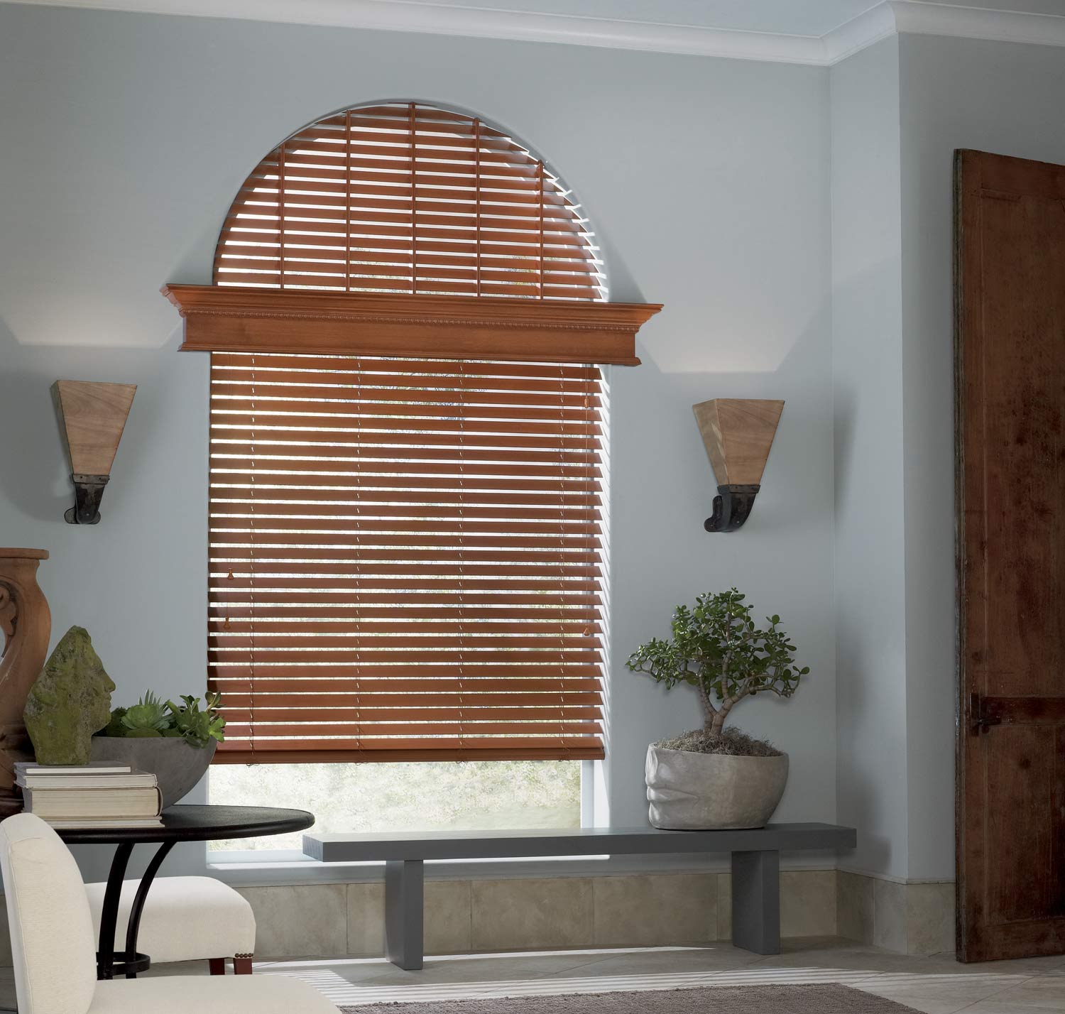 Parkland® Wood Blinds - Specialty Windows - Entryway - Traditional - Hunter Douglas