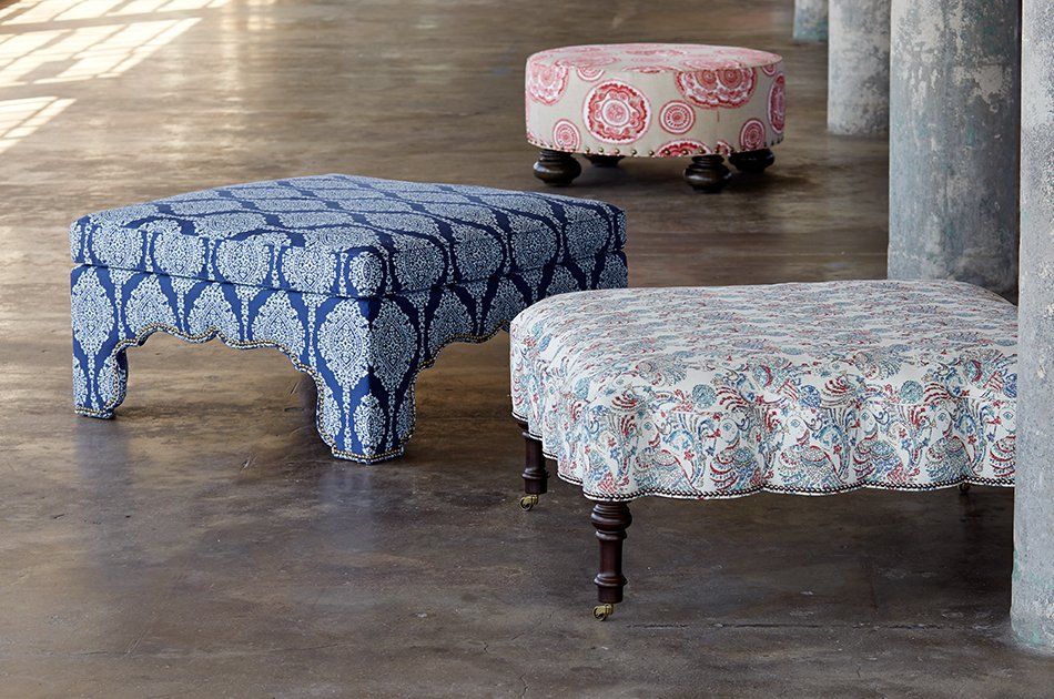 Reupholstery Bench - Duralee Fabric - Eclectic Pattern Laguna Beach
