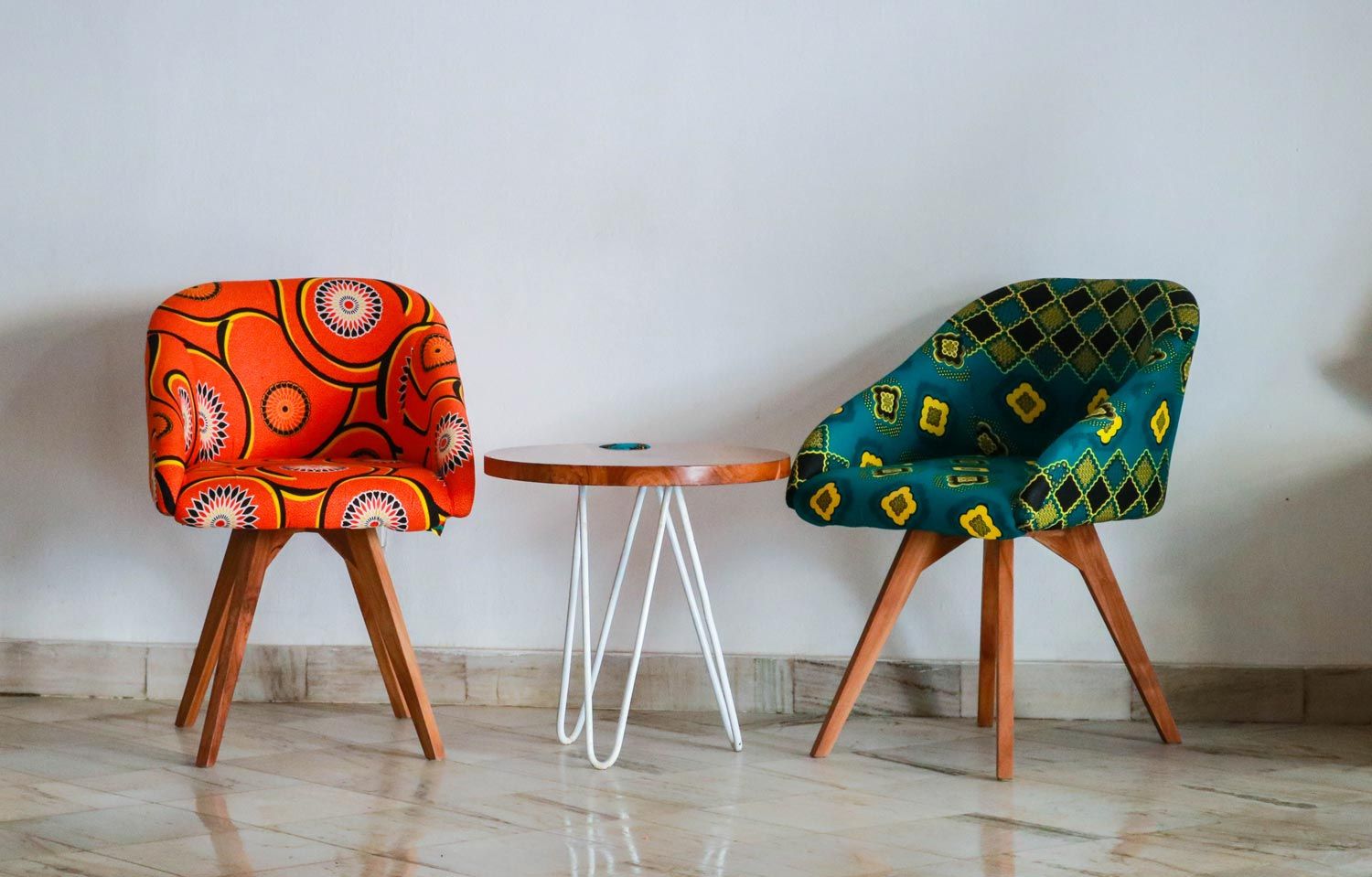 Reupholstery Chair - MidCentury, 70s Green Orange Fabric Irvine
