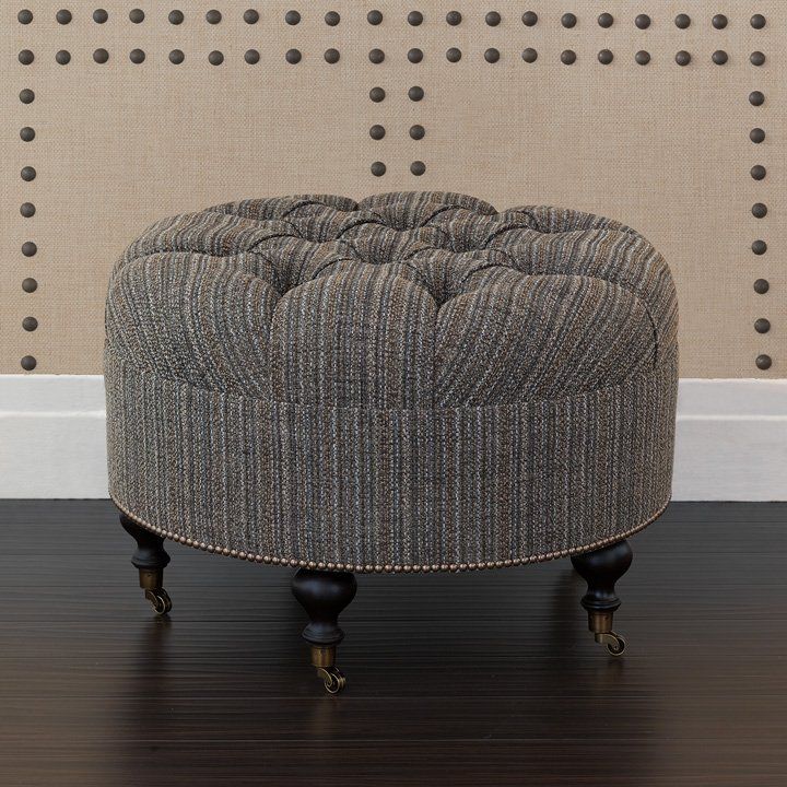 Reupholstery Foot Stool - Gray Pattern Irvine
