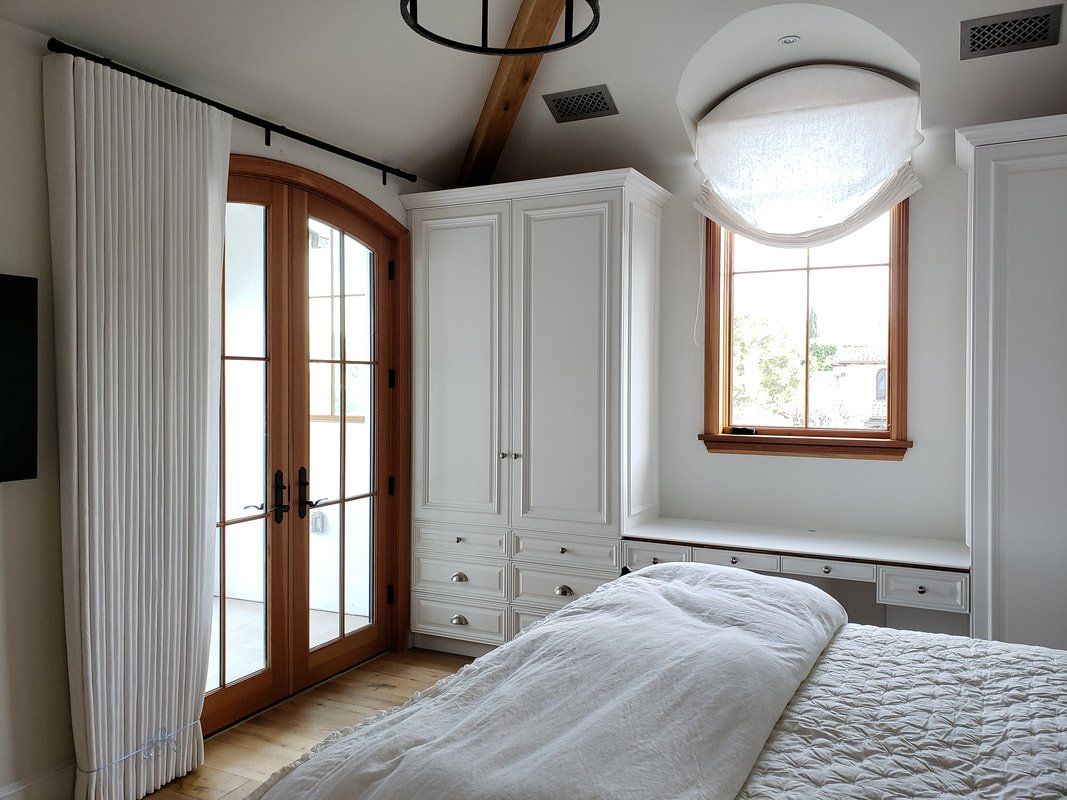 Ripple Fold Drapery - White Farmhouse - Bedroom in Costa Mesa