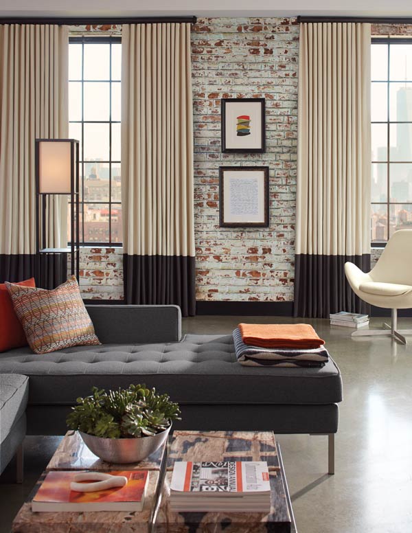 Custom Ripple Fold Drapery - Contemporary Living Room - Fabricut Irvine