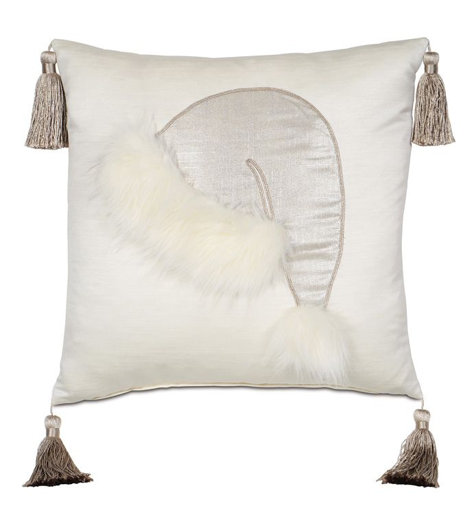 Santa Hat Faux Fur Custom Christmas Decorative Pillow