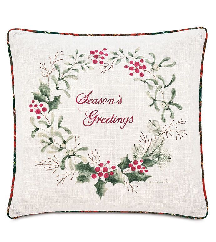 Custom season's greetings wreath christmas decorative pillow