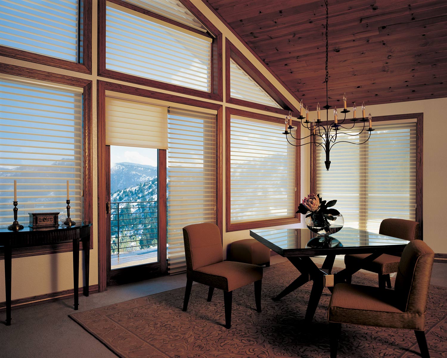 Silhouette® Window Shades - Angled Windows - Traditional Dining Room - Hunter Douglas