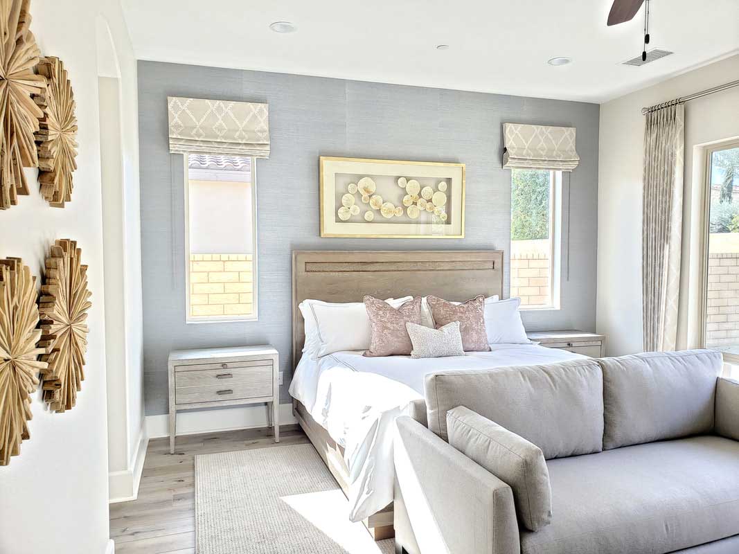 Stationary Panel Drapery Modern Bedroom