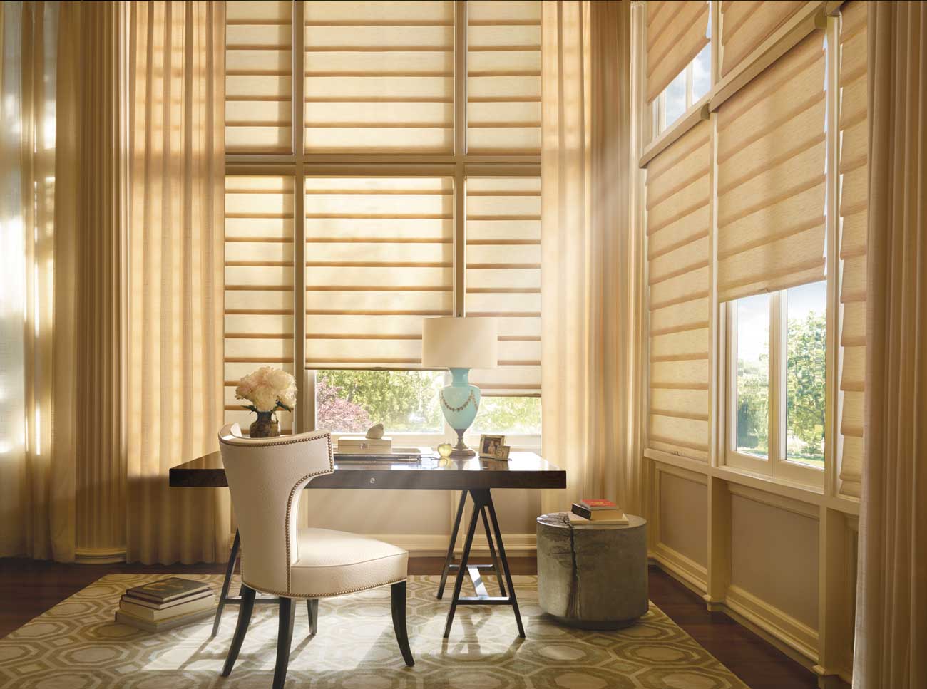 Drapery and Roman Shades - Traditional Office