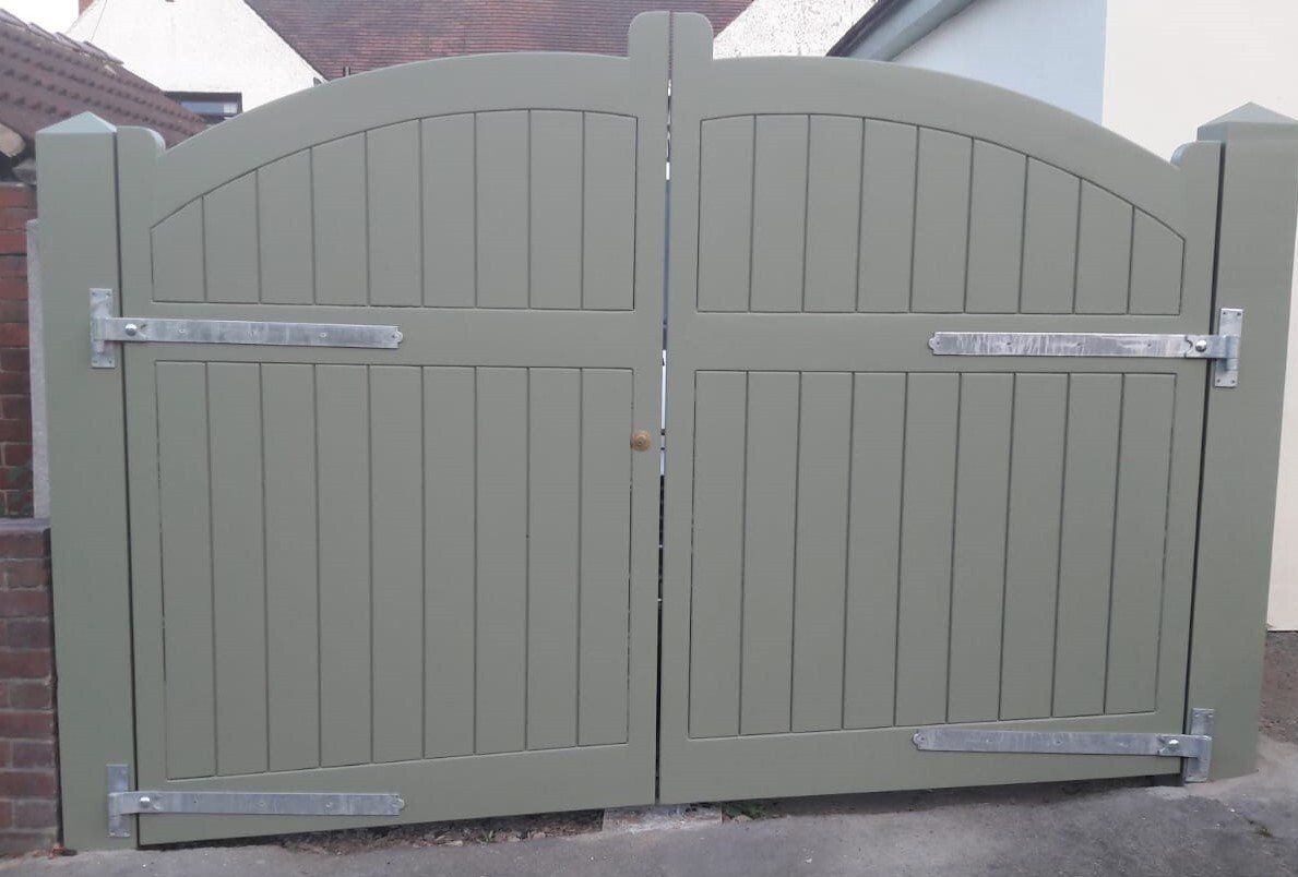 Softwood bespoke painted driveway gates