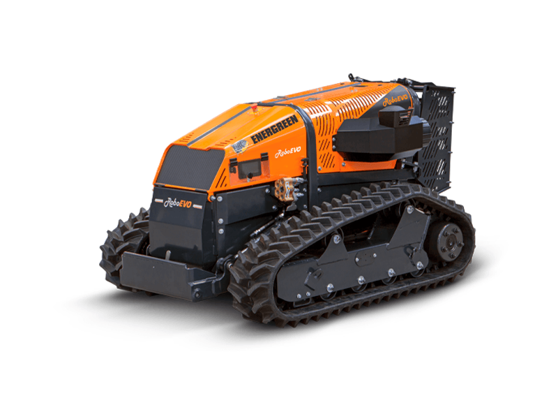 Energreen RoboEVO with flail or forestry head available for hire from Green Plant UK