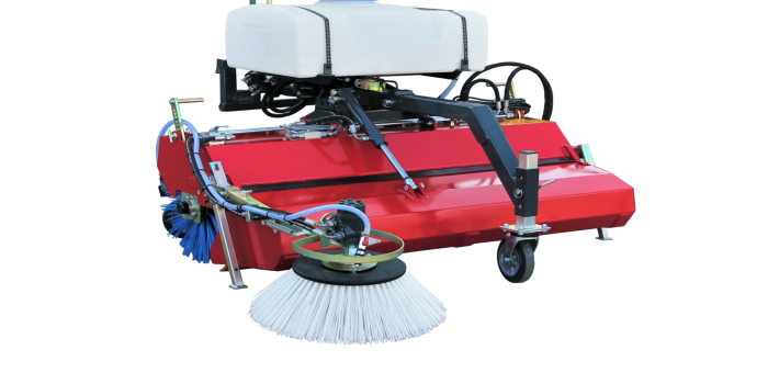 A versatile and effective brush unit suitable for use on streets, paths, yard surfaces and much more. The unit is equipped with three support wheels and a floating attach system, which guarantees great results even on uneven surfaces. The height of the brush can be manually adjusted and can also be swiveled 20 degrees left or right. It includes a dirt collector container with hydraulic drain of the container, Side brush, enables sweeping close to walls and edges, Water-spraying system, with a 100 liter water tank, for dust binding, Three reinforced wheels for smooth driving. Extras - - Double acting hydraulic cylinder for hydraulic swivel. Brush Unit 1500