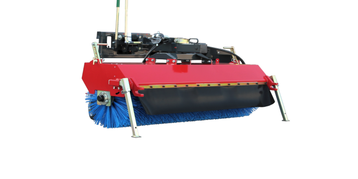 A versatile and effective brush for cleaning large and paved areas. Cleans up dirt, mud and other debris easily. The brush is equipped with a floating attach system which guarantees great results even on uneven surfaces. The height of the brush can be manually adjusted and can also be swiveled 20 degrees left or right. The brush is also equipped with support legs for safe storage, so that the brush does not get damaged during storage.  Extras - Double acting hydraulic cylinder for hydraulic swivel. Brush unit 1800, open