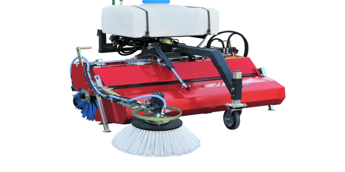 A versatile and effective brush unit suitable for use on streets, paths, yard surfaces and much more. The unit is equipped with three support wheels and a floating attach system, which guarantees great results even on uneven surfaces.The height of the brush can be manually adjusted and can also be swiveled 20 degrees left or right.  Dirt collector container with hydraulic drain of the container Side brush, enables sweeping close to walls and edges Water-spraying system, with a 100 liter water tank, for dust binding Three reinforced wheels for smooth driving Extras - Double acting hydraulic cylinder for hydraulic swivel. Brush Unit 1800,