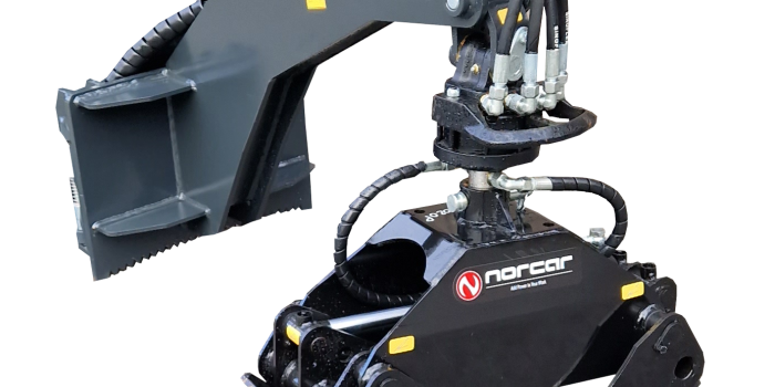 he grapple is used for moving logs, branches, stones, construction waste etc. The hydraulic rotator makes the loading and unloading smooth. The boom´s compact and innovative design contributes to the good visibility of the work situation. Grapple with Rotator