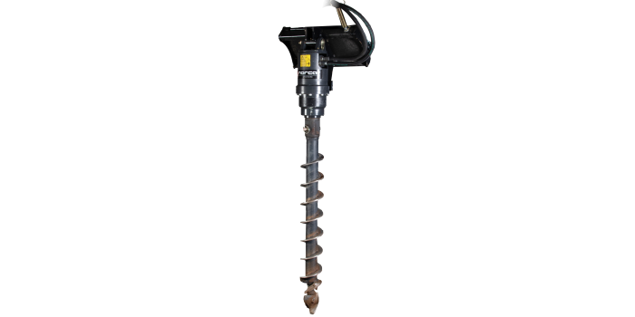 A hydraulic motor with a planetary drive gives you a high torque and makes the auger unit very efficient in many tasks. A large selection of different augers makes it possible to drill holes from 75-900mm. To auger in hard ground conditions is made possible thanks to the replaceable tungsten teeth and pilot head. Ground Auger