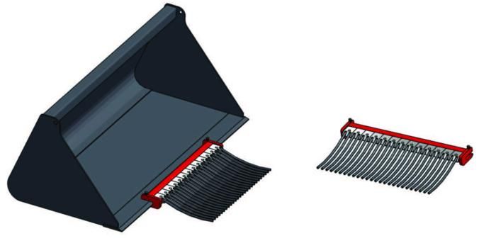The collector is attached to the existing bucket. The thickness of the bucket on the bucket’s bite can vary between 10-20 mm. Easy way to clean up the horse paddock. Waste Manure Collector