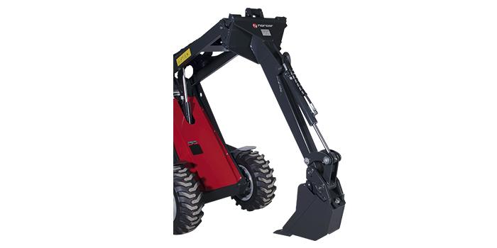 Effective and economical solution for smaller excavating jobs. The mini digger is mounted straight on the attachment plate on the loader. It is light and easy to transport. Norcar Multi Faster as standard. Digging equipment mini