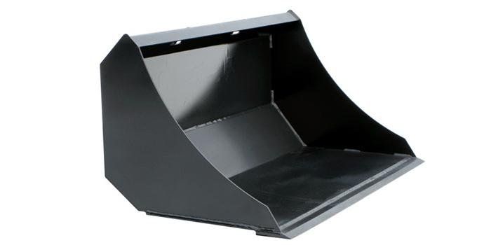 HD buckets are customized and designed for demanding use. The design and volume of the HD bucket is made to get a safe use even with heavy material on respective Norcar loader modell. Taking in consideration their tipping load value.  The buckets have a 12 mm thick cutting edge and 10 mm reinforcement plates underneath the bucket.  The HD buckets configuration with bent side plates and with a draft angle towards the rear wall of the bucket makes its penetration capabilities very good even in rough and heavy materials. Heavy duty bucket (90 cm)