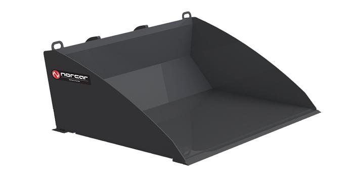 Heavy duty levelling bucket. Low rise design and a long bottom gives excellent visibility to the front edge of the bucket. The bucket has a 12 mm thick cutting edge in both the front and the rear which provides efficient levelling and cutting even in tougher materials.  The bottom is reinforced with wear plates. Optimized for maximal breakout force and tilt angle. Cutting edge 500HB Levelling bucket (120 cm)