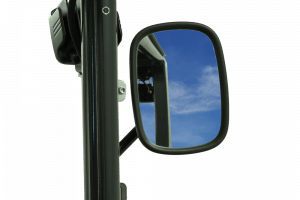 Rear view mirrors mounted on each side of the loader provide a comfortable and secure drive. Rear view mirrors