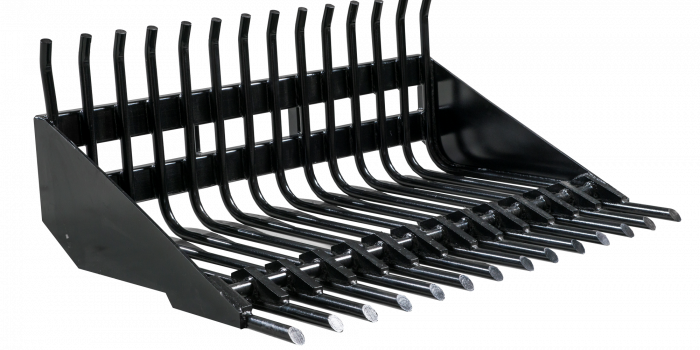 The stone collecting bucket is intended mainly for collecting stones from the fields after the field has been harrowed. The bucket is equipped with strong and durable tines. Norcar 755xc - Rock grapple