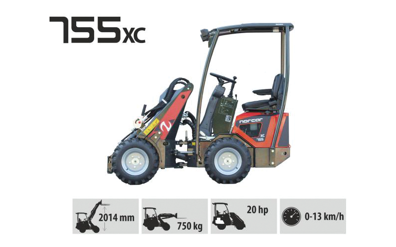 Norcar 755xc wheeled Miniloader for sale or hire from Green Plant