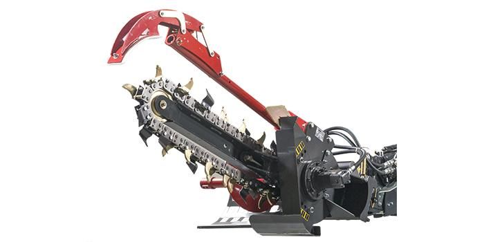 With the trencher you easily dig narrow trenches without damaging the ground in the digging area. It’s a fast way to dig trenches for pipes or cables. The trencher does a clean trench which can easily be filled with a bucket or a blade. The trencher is driven by a hydraulic motor via a planetary drive to ensure a long and trouble-free operation. Norcar 755xc - Trencher