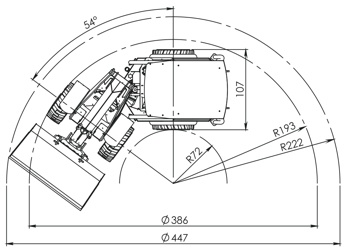 Norcar a60E1 electric Miniloader Turn Radius