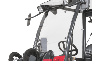 Protects against flying debris when working, for example, with flail shredder, hydraulic hammer, or snow blower. Windshield wipers and washer included. Windshield