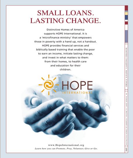 Distinctive Homes of America is proud to support HOPE International