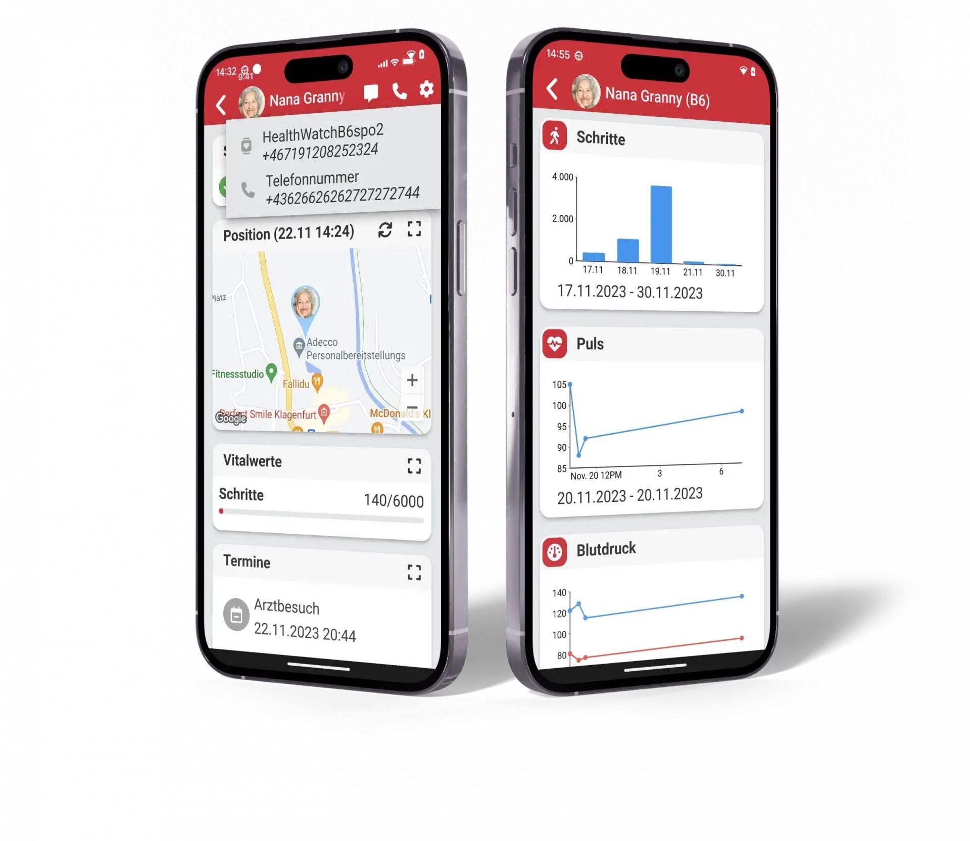 Einstellungen der James Notrufuhr App von Vitatel – individuelle Notrufkonfiguration